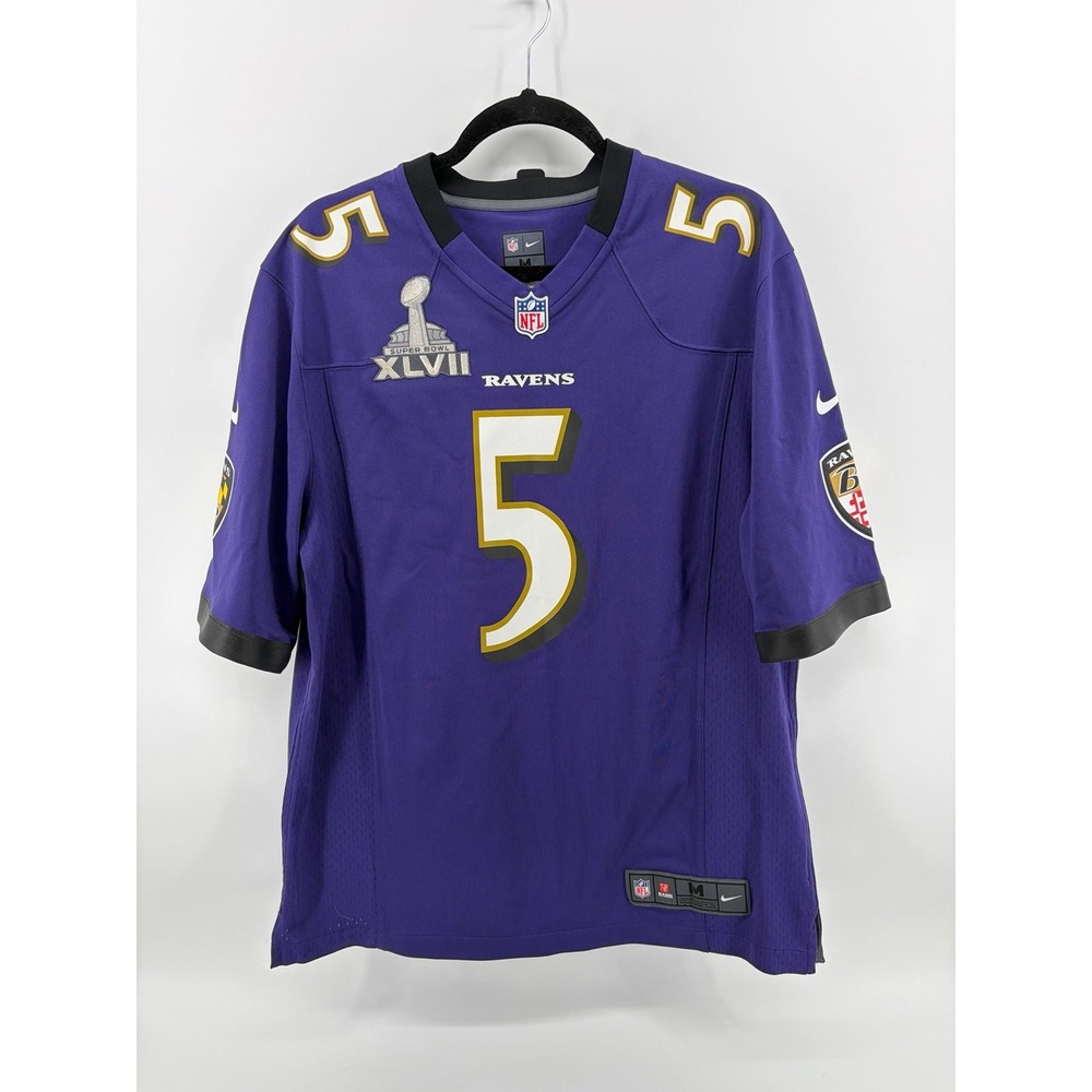 Nike NFL Ravens Joe Flacco #5 Jersey, Purple On Field Football Top, Men's Size M